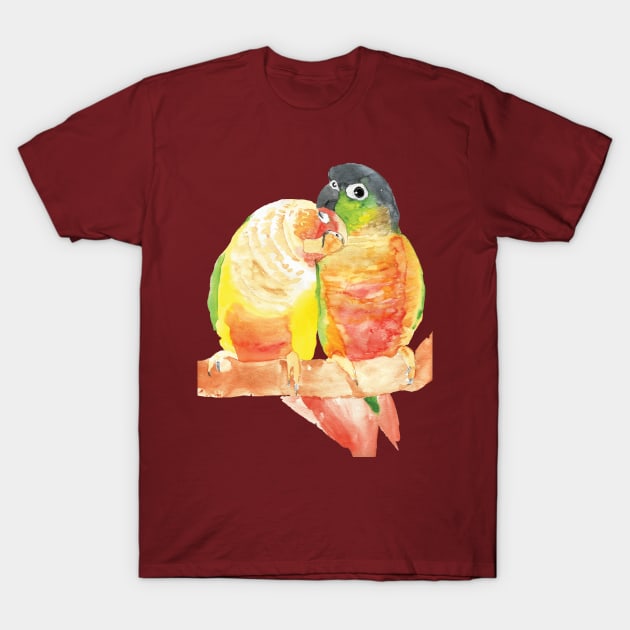 green cheeked conure lover watercolor T-Shirt by Oranjade0122